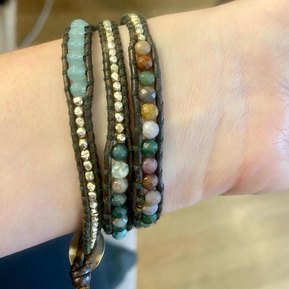 Chan Luu multicolor stone triple wrap bracelet